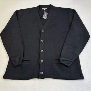 Edwards Cardigan Sweater Mens Large Black NEW Tuff-Pil V-Neck Button Grandpacore